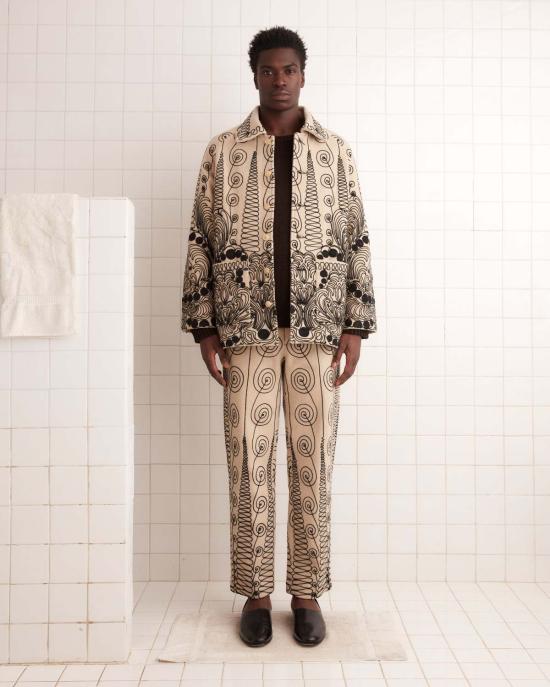  보디 코트 보드 퀼워크  크림/블랙 - BODE