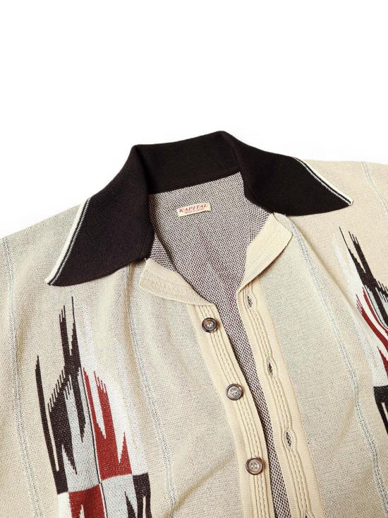  캐피탈 반팔 셔츠 12G 코튼 니트 치마요 알로하 폴로 베이지 - KAPITAL