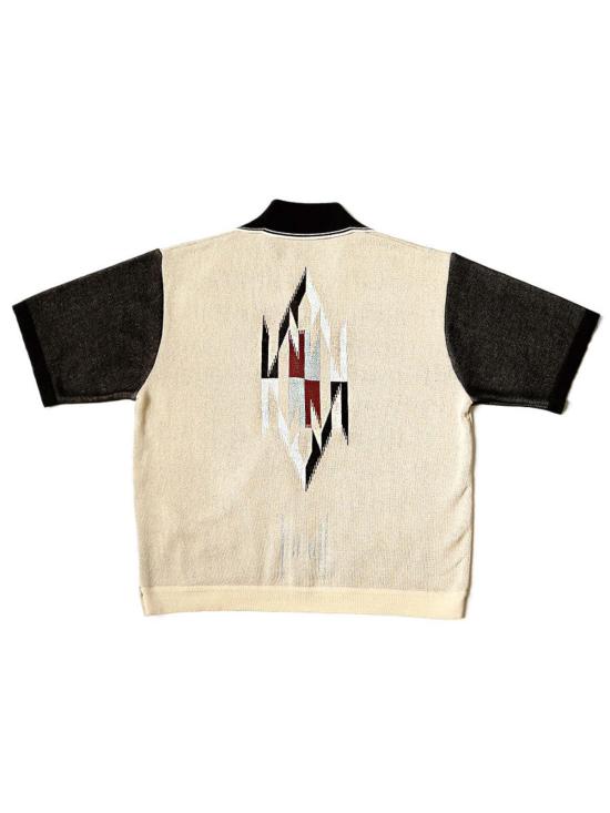  캐피탈 반팔 셔츠 12G 코튼 니트 치마요 알로하 폴로 베이지 - KAPITAL