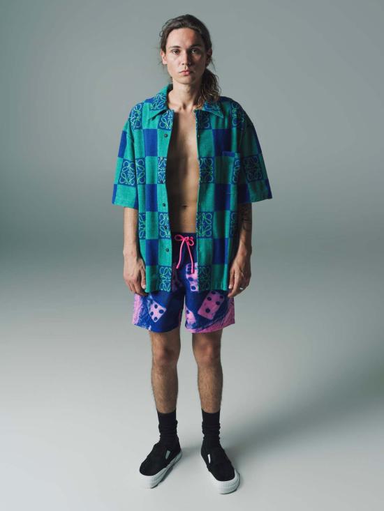  로에베 파울라 이비자 반팔 셔츠 폴라 이비자 로에베 애시드 아나그램 테리 반팔 - LOEWE