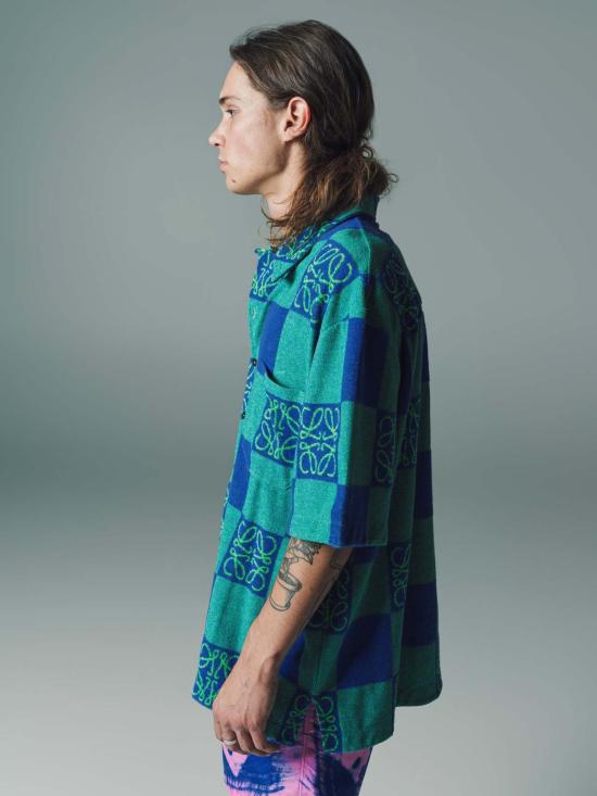  로에베 파울라 이비자 반팔 셔츠 폴라 이비자 로에베 애시드 아나그램 테리 반팔 - LOEWE