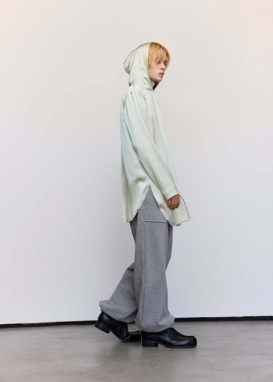  에드워드 커밍 후드 티셔츠 매트 새틴 마담 후드 티셔츠 파스텔 그린