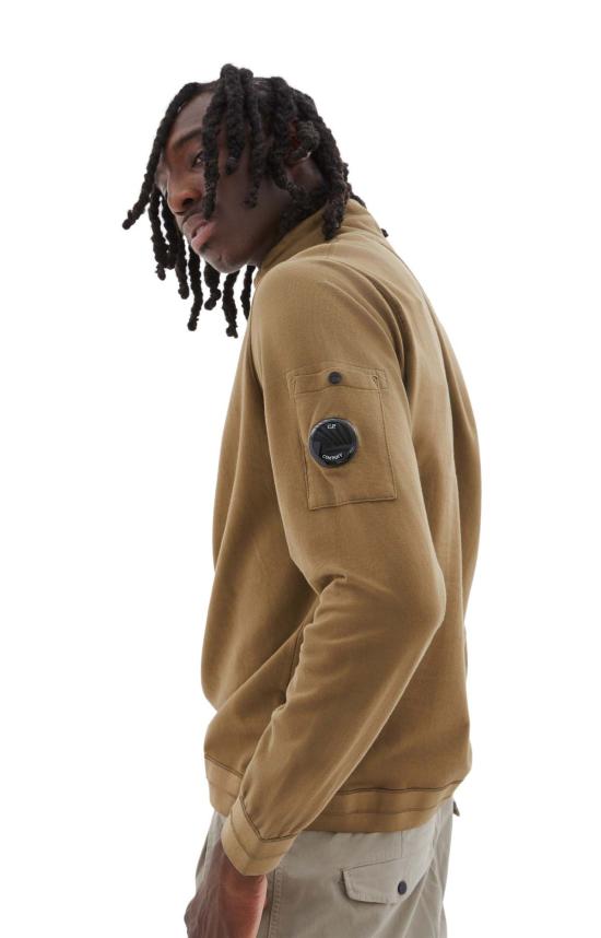  씨피 컴퍼니 스웨터 C.P. Company 라이트 플리스 지퍼 스웨트셔츠 버터넛 - C.P. COMPANY