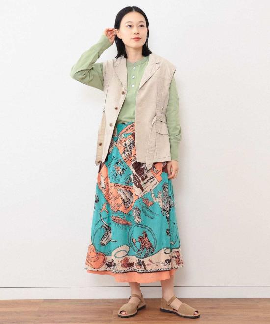  빔스 베스트 보이 코튼 리넨 노포크 조끼 베이지 - BEAMS