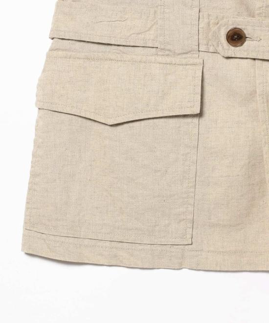  빔스 베스트 보이 코튼 리넨 노포크 조끼 베이지 - BEAMS