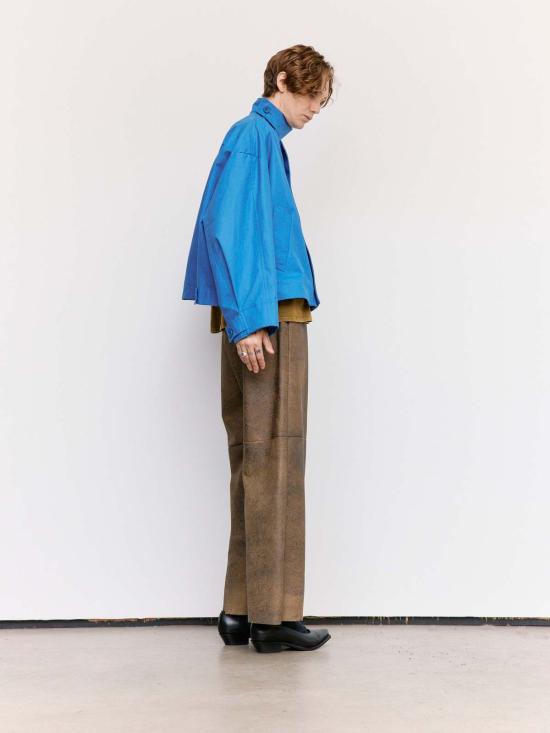  가브리엘라 콜 가먼츠 자켓 Gabriela Coll Garments Waxed Cropped Oversized Coat Blue - GABRIELA COLL GARMENTS