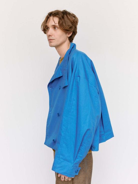  가브리엘라 콜 가먼츠 자켓 Gabriela Coll Garments Waxed Cropped Oversized Coat Blue - GABRIELA COLL GARMENTS