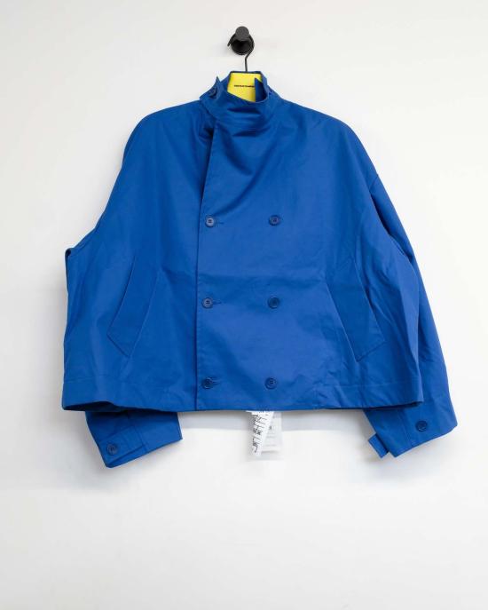  가브리엘라 콜 가먼츠 자켓 Gabriela Coll Garments Waxed Cropped Oversized Coat Blue - GABRIELA COLL GARMENTS