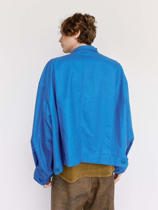  가브리엘라 콜 가먼츠 자켓 Gabriela Coll Garments Waxed Cropped Oversized Coat Blue - GABRIELA COLL GARMENTS