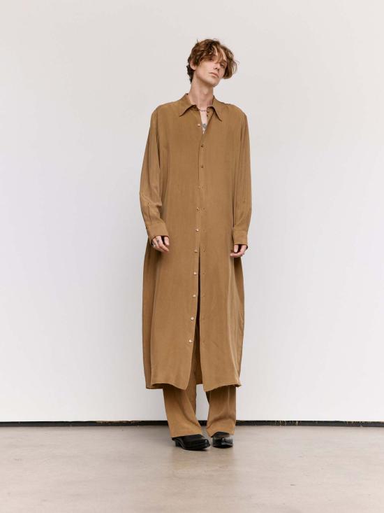  가브리엘라 콜 가먼츠 긴팔 셔츠 쿠프로 롱슬리브  드레스 브라운 - GABRIELA COLL GARMENTS
