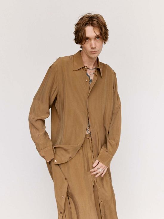  가브리엘라 콜 가먼츠 긴팔 셔츠 쿠프로 롱슬리브  드레스 브라운 - GABRIELA COLL GARMENTS