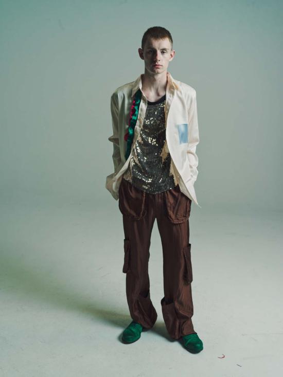  에드워드 커밍 스트레이트 팬츠 비스코스 포켓 콜라주 바지 브라운 - EDWARD CUMING