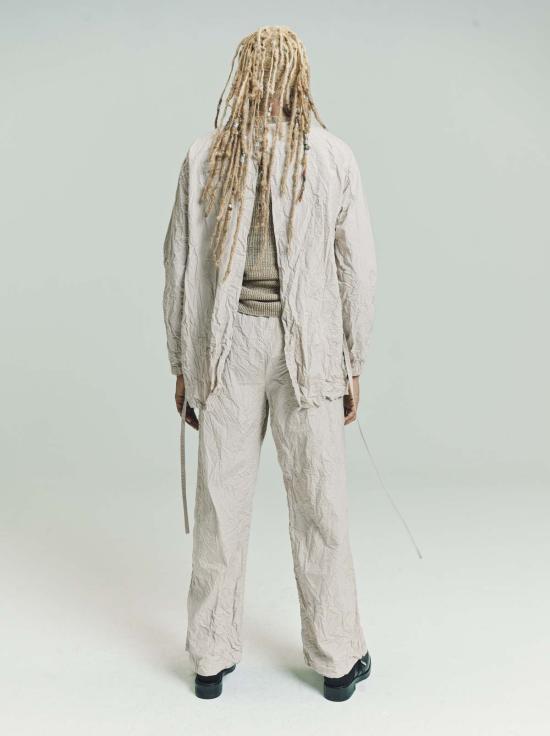  리에르 후드 티셔츠 포플린 주름 오픈 백 롱슬리브 숏 튜닉 헤이즐넛 - RIER