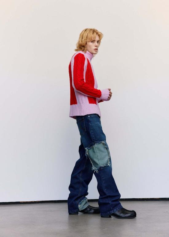  에드워드 커밍 데님 팬츠 서클 윈도우 진 미드 블루 워시 데님 - EDWARD CUMING