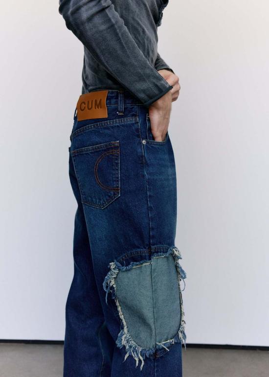  에드워드 커밍 데님 팬츠 서클 윈도우 진 미드 블루 워시 데님 - EDWARD CUMING