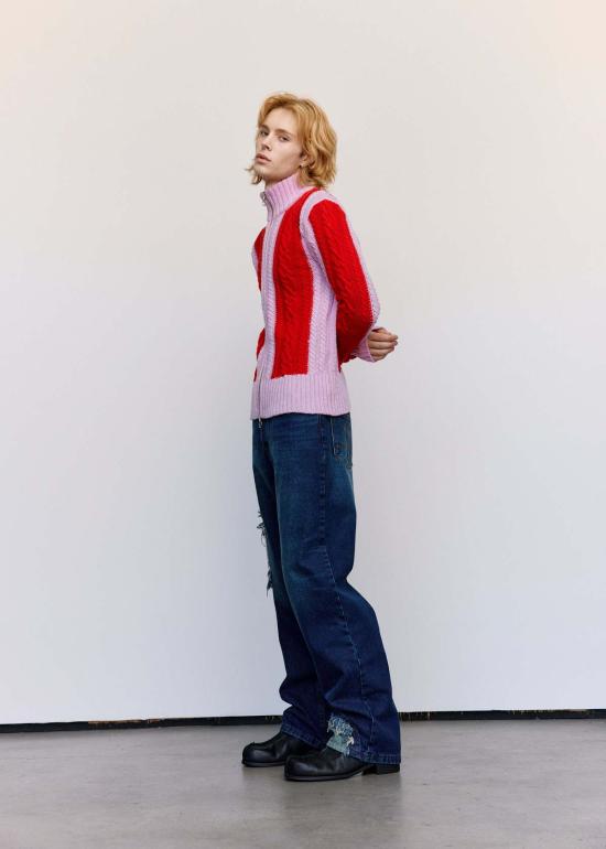  에드워드 커밍 데님 팬츠 서클 윈도우 진 미드 블루 워시 데님 - EDWARD CUMING