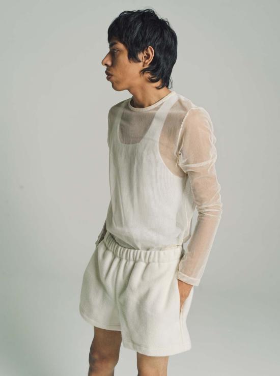  리에르 민소매 티셔츠 라이어 코튼 파인 리브 탱크탑 화이트 - RIER