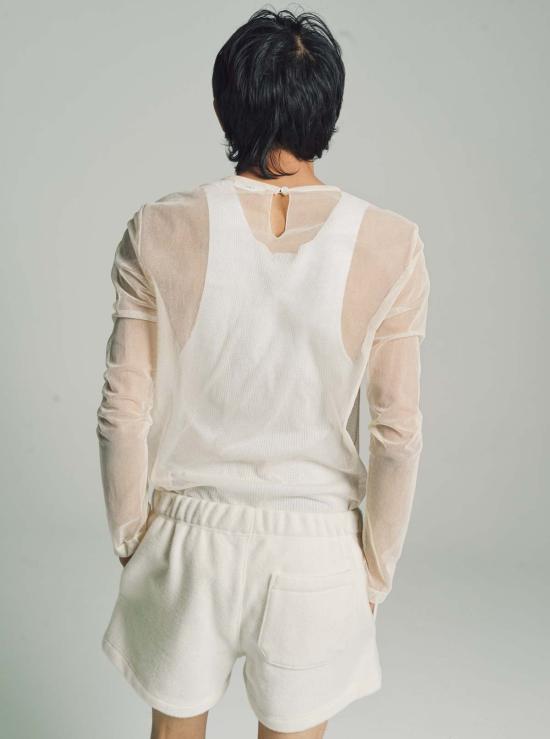  리에르 민소매 티셔츠 라이어 코튼 파인 리브 탱크탑 화이트 - RIER