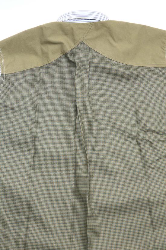  와타나베 준야 긴팔 셔츠 Junya Watanabe  블루 스트라이프/올리브 체크 무늬 - JUNYA WATANABE