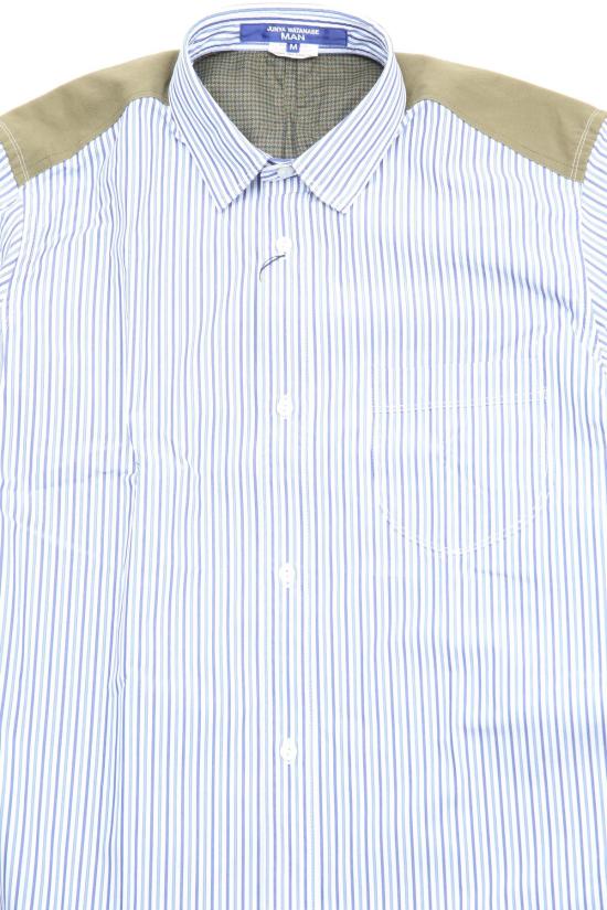  와타나베 준야 긴팔 셔츠 Junya Watanabe  블루 스트라이프/올리브 체크 무늬 - JUNYA WATANABE