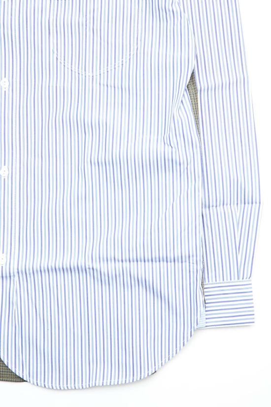  와타나베 준야 긴팔 셔츠 Junya Watanabe  블루 스트라이프/올리브 체크 무늬 - JUNYA WATANABE