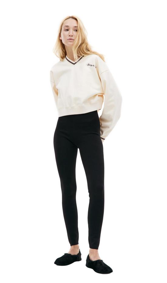  스포티앤리치 레깅스 스포티 + 리치 세리프 로고 리브  블랙 - SPORTY & RICH