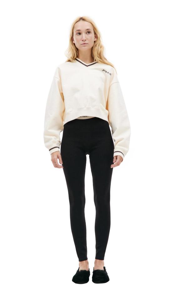  스포티앤리치 레깅스 스포티 + 리치 세리프 로고 리브  블랙 - SPORTY & RICH