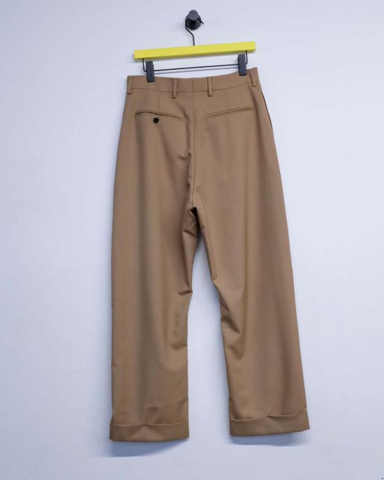  마르니 스트레이트 팬츠 트로피컬 울 커프드 팬츠 탄 - MARNI