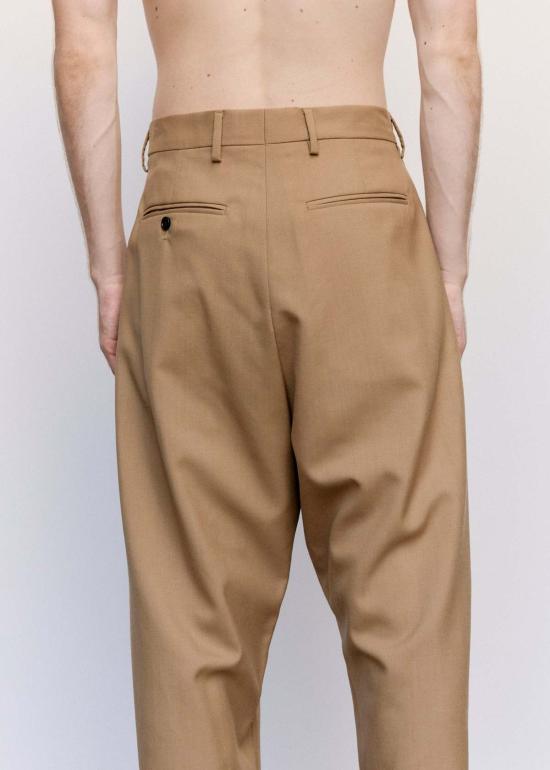  마르니 스트레이트 팬츠 트로피컬 울 커프드 팬츠 탄 - MARNI