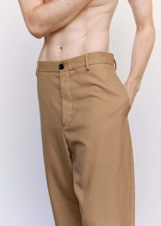  마르니 스트레이트 팬츠 트로피컬 울 커프드 팬츠 탄 - MARNI