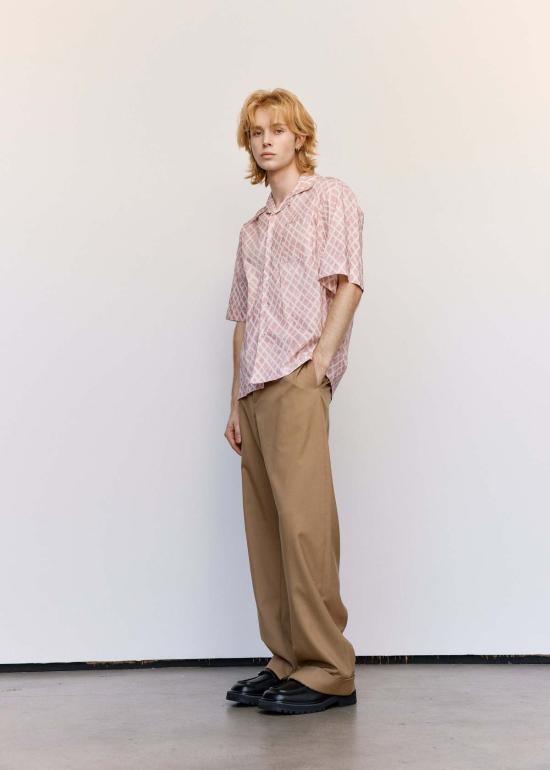  마르니 스트레이트 팬츠 트로피컬 울 커프드 팬츠 탄 - MARNI