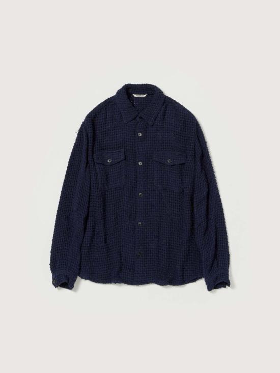  오라리 긴팔 셔츠 오랄리 홈스펀 서머 트위드 메시  네이비