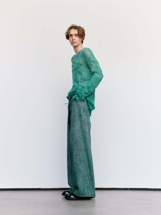  MM6 메종마르지엘라 데님 팬츠 Mm6 메종 마르지엘라 숫자 데님 바지 그린 - MM6 MAISON MARGIELA