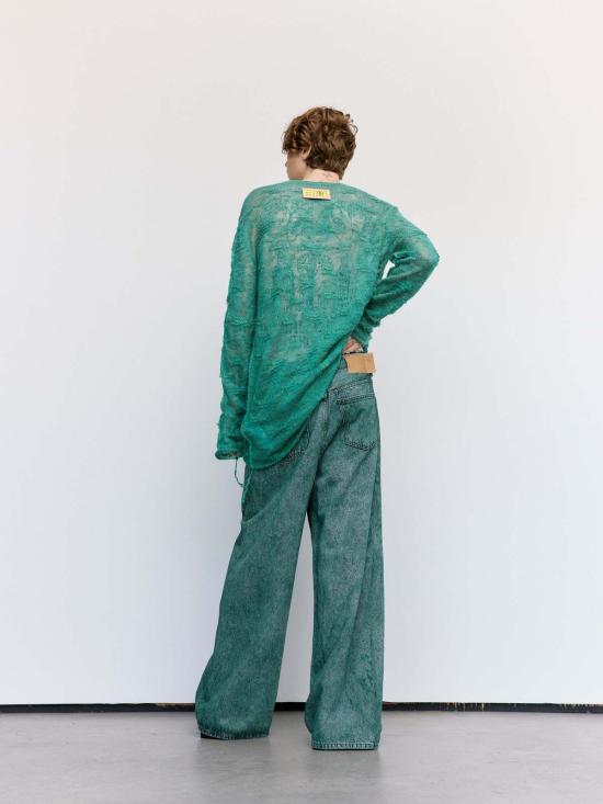  MM6 메종마르지엘라 데님 팬츠 Mm6 메종 마르지엘라 숫자 데님 바지 그린 - MM6 MAISON MARGIELA