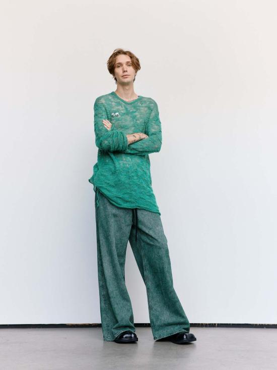  MM6 메종마르지엘라 데님 팬츠 Mm6 메종 마르지엘라 숫자 데님 바지 그린 - MM6 MAISON MARGIELA