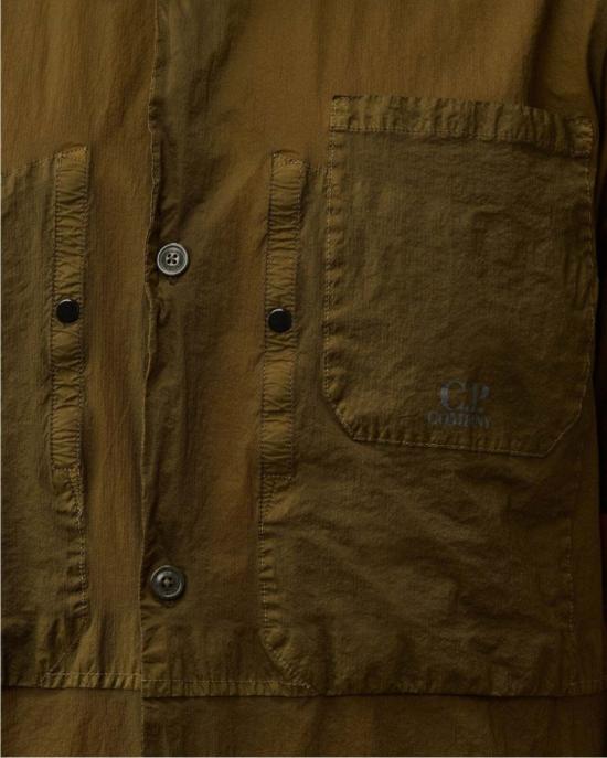  씨피 컴퍼니 반팔 셔츠 C.P. Company 라이트 마이크로위브 S/S  아이비 그린 - C.P. COMPANY