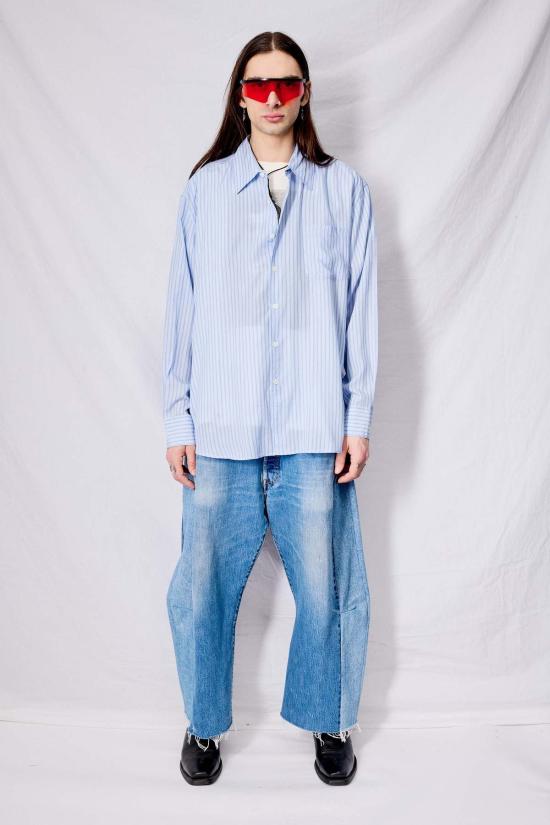  비사이드 데님 스커트 B 사이드 빈티지 인디고 믹스 리워크 라소 진 - B SIDES