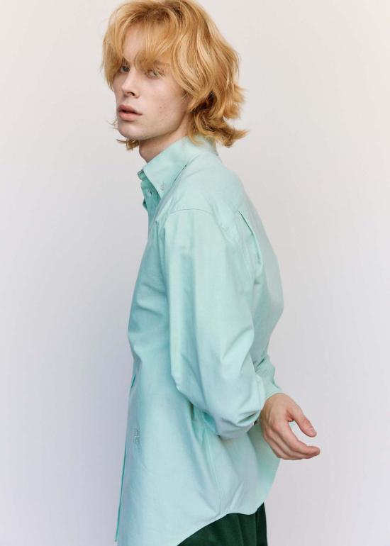  로에베 긴팔 셔츠 옥스포드 버튼 다운  라이트 그린 - LOEWE