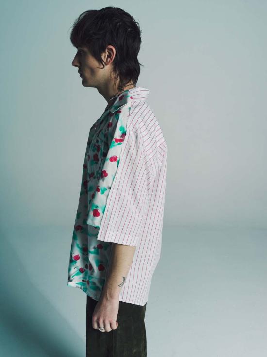  마르니 반팔 셔츠 Marni 화이트 팝린 볼링 , 콘트라스트 백 - MARNI