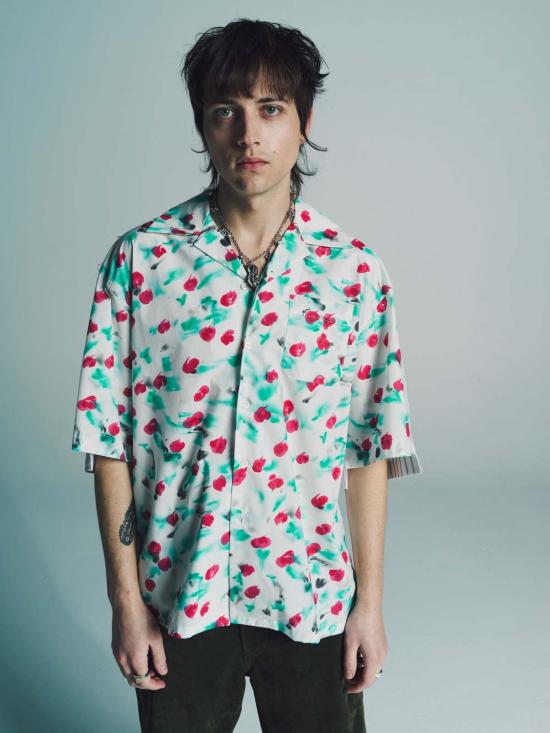  마르니 반팔 셔츠 Marni 화이트 팝린 볼링 , 콘트라스트 백