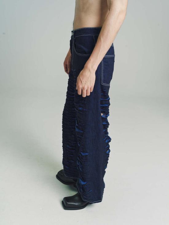  마르니 데님 팬츠 디스트로이드 데님 팬츠 아이리스 블루 - MARNI