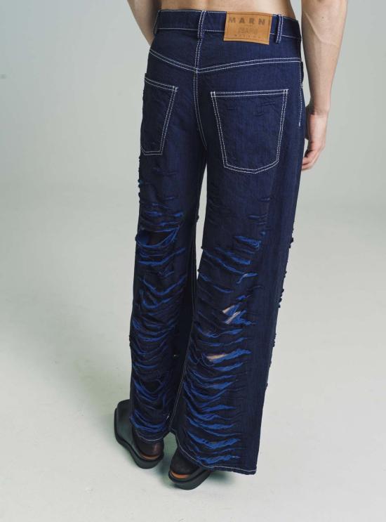  마르니 데님 팬츠 디스트로이드 데님 팬츠 아이리스 블루 - MARNI