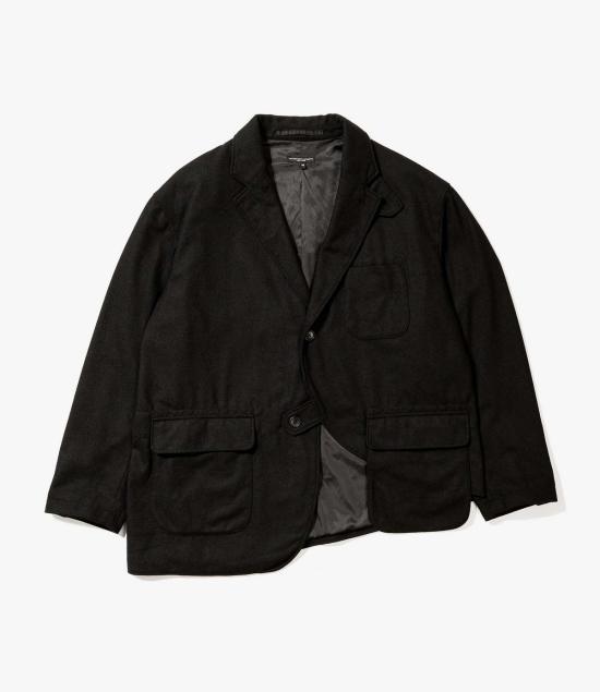  엔지니어드가먼츠 자켓 Engineered Garments 솔리드 폴리 울 플란넬 슬랜티드 재킷 블랙