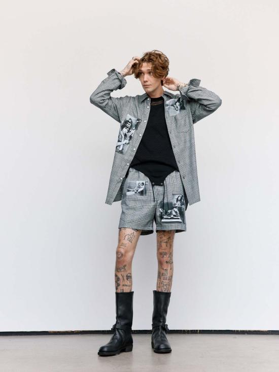  타카히로미야시타 더 솔로이스트 긴팔 셔츠 . 코튼 루즈핏 레귤러 칼라  글렌체크 - TAKAHIROMIYASHITA THE SOLOIST.