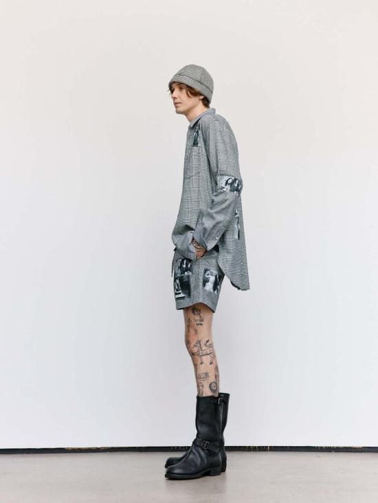  타카히로미야시타 더 솔로이스트 긴팔 셔츠 . 코튼 루즈핏 레귤러 칼라  글렌체크 - TAKAHIROMIYASHITA THE SOLOIST.