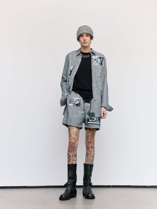  타카히로미야시타 더 솔로이스트 긴팔 셔츠 . 코튼 루즈핏 레귤러 칼라  글렌체크 - TAKAHIROMIYASHITA THE SOLOIST.