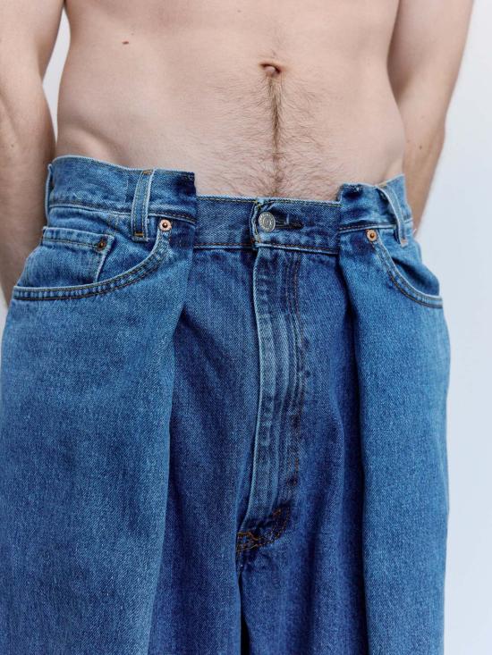  올드 파크 데님 팬츠 올드파크 4턱진 블루 - OLD PARK