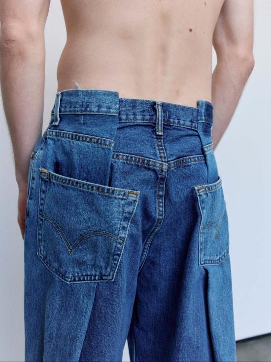  올드 파크 데님 팬츠 올드파크 4턱진 블루 - OLD PARK