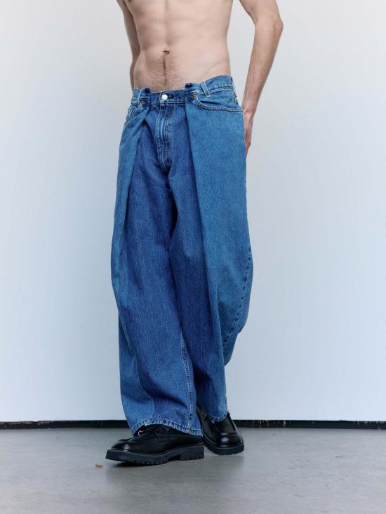  올드 파크 데님 팬츠 올드파크 4턱진 블루 - OLD PARK