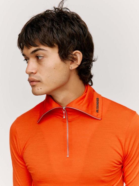  질샌더 폴로 티셔츠 질 샌더 폴리 울 지퍼업 티셔츠 포피 - JIL SANDER